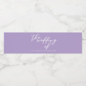 Mooie Lila Paarse witte gepersonaliseerde bruiloft Waterfles Etiket (Enkel label)