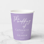 Mooie Lila Paarse witte typografie bruiloft Papieren Bekers (Achterkant)