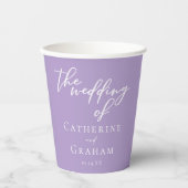 Mooie Lila Paarse witte typografie bruiloft Papieren Bekers (Voorkant)