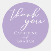 Mooie Lila Paarse witte typografie bruiloft Ronde Sticker (Voorkant)