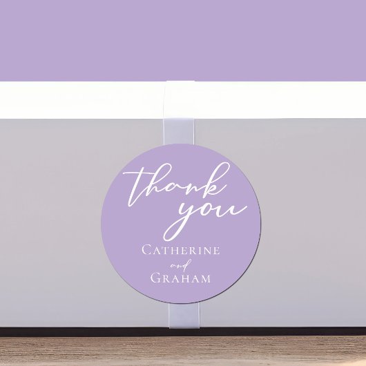 Mooie Lila Paarse witte typografie bruiloft Ronde Sticker