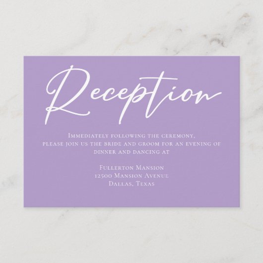 Mooie Lila Paarse witte typografie receptie Informatiekaartje (Voorkant)