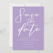 Mooie Lila Paarse witte typografie Save The Date (Voorkant)