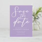 Mooie Lila Paarse witte typografie Save The Date (Staand voorkant)