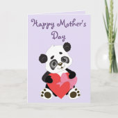 Mooie Lila Panda Moederdag Kaart (Voorkant)