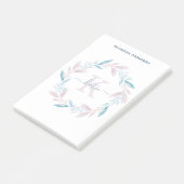 Mooie Lila Waterverf Floral Wreath Monogram Post-it® Notes (Schuin)