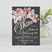Mooie Lily Botanische Baby Douche Uitnodigingen (Staand voorkant)