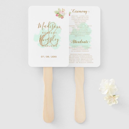 Mooie Lime Green 💚 Botanic Boho Wedding Handwaaier (Voorkant en achterkant)