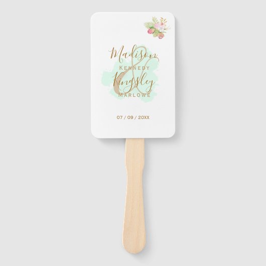 Mooie Lime Green 💚 Botanic Boho Wedding Handwaaier (Voorkant)