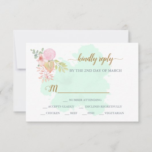 Mooie Lime Green 💚 Botanische Boho bruiloft RSVP Kaartje (Voorkant)