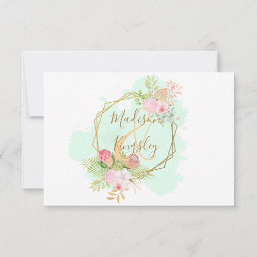 Mooie Lime Green 💚 Botanische Boho bruiloft RSVP Kaartje (Achterkant)