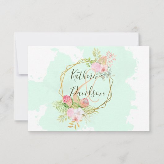 Mooie Lime Green 💚 Botanische Boho bruiloft RSVP Kaartje (Achterkant)