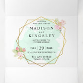 Mooie Lime Green 💚Elegante Boho bruiloft Drieluik Uitnodiging (Binnenkant midden)