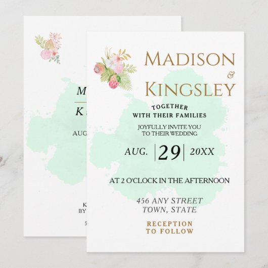 Mooie Lime Green 💚 Elegante Boho bruiloft Kaart (Voorkant / Achterkant)