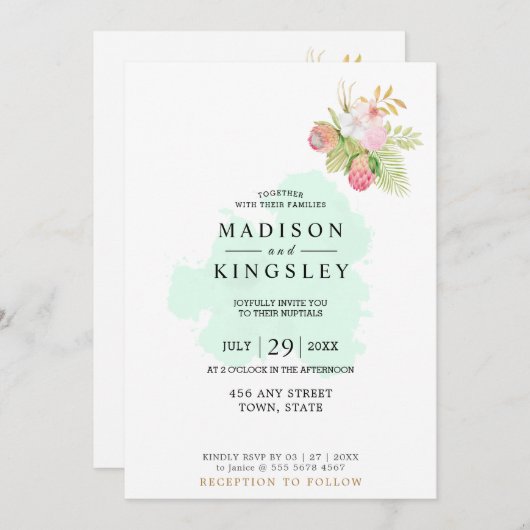 Mooie Lime Green 💚 Elegante Boho bruiloft Kaart (Voorkant / Achterkant)