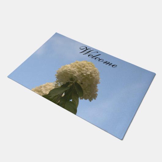 Mooie Lime Hortensia Blauwe Lucht Vloermatten Deurmat (Schuin)