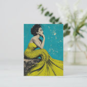 Mooie Lime Retro Zeemeermin Briefkaart (Staand voorkant)