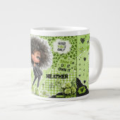 Mooie Limegroene Afro Meisje Gepersonaliseerde Mok (Voorkant rechts)