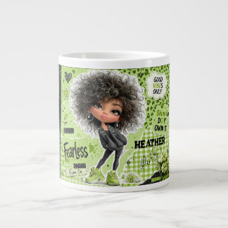 Mooie Limegroene Afro Meisje Gepersonaliseerde Mok