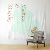 Mooie Limoen Groen 💚 Elegante Boho Bruiloft Wandkleed (In Situ (horizontaal))