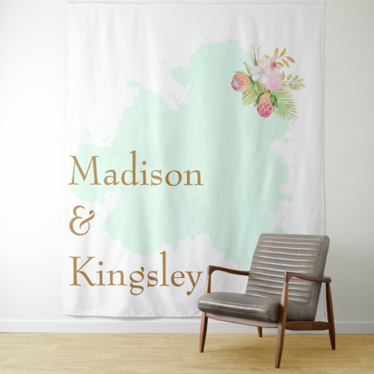 Mooie Limoengroen 💚 Elegante Boho Bruiloft Wandkleed (In situ)