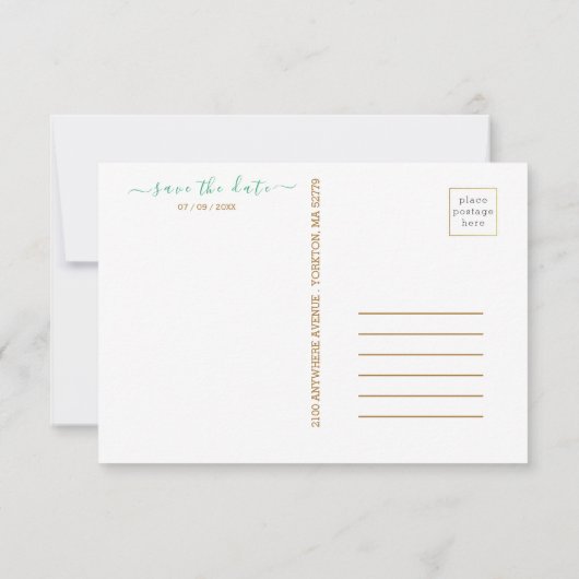 Mooie Limoengroene 💚 Botanische Boho Bruiloft Save The Date (Achterkant)