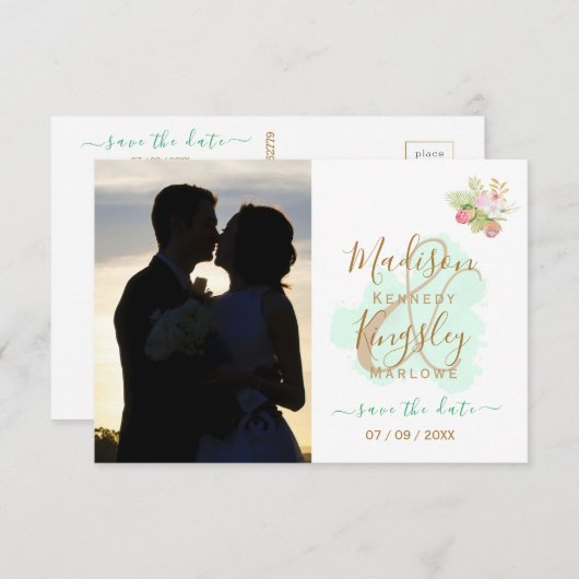 Mooie Limoengroene 💚 Botanische Boho Bruiloft Save The Date (Voorkant / Achterkant)