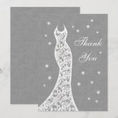 Mooie Linen Flat Winter Dank je Bedankkaart (Voorkant / Achterkant)