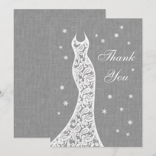 Mooie Linen Flat Winter Dank je Bedankkaart (Voorkant / Achterkant)