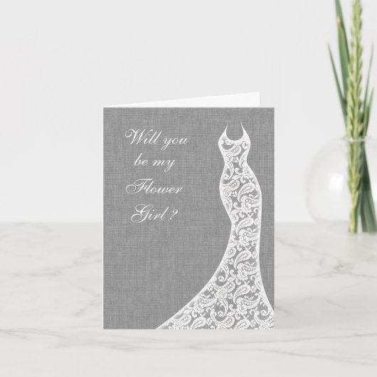 Mooie Linen word je mijn Bloemenmeisje-kaart? (Voorkant)