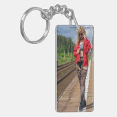 Mooie Lingerie Model Foto Sleutelhanger (Voorkant Links)