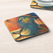 Mooie Lion Face Portret Regal en Proud Bier Onderzetter (Linkerzijde)