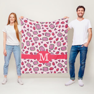 Mooie Lippen Kusjes & Hart Doodles Patroon Monogra Fleece Deken