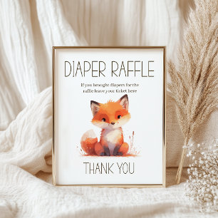 Mooie Little Fox Luier Raffle Baby Shower Spel Poster