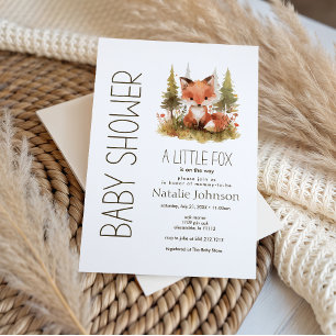 Mooie Little Fox Plaid Babyshower Uitnodiging