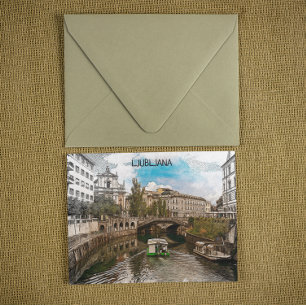 Mooie  Ljubljana Slovenië Panorama Uitzicht Briefkaart
