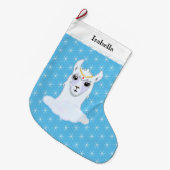 Mooie Llama en Snowflakes op Turquoise Grote Kerstsok (Voorkant (Hangend))