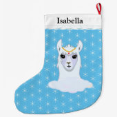Mooie Llama en Snowflakes op Turquoise Grote Kerstsok (Achterkant)