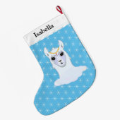 Mooie Llama en Snowflakes op Turquoise Grote Kerstsok (Achterkant (Hangend))