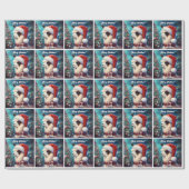 Mooie Llama in een kerstmuts Cadeaupapier (Vlak)