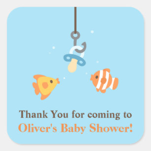 Mooie Lokkert Visstickers Bedankt Baby Shower Vierkante Sticker