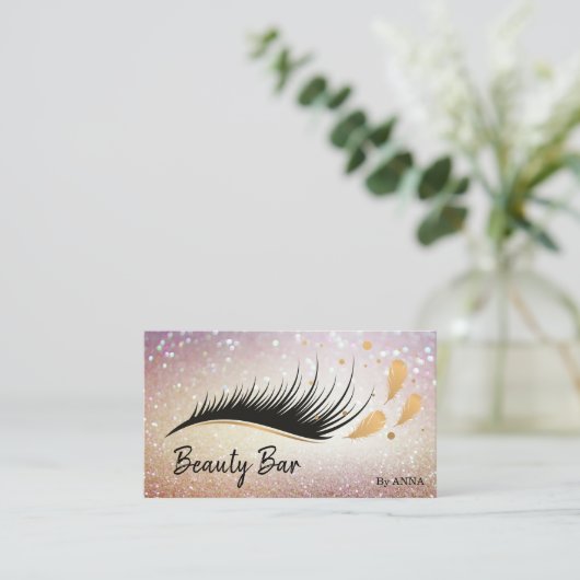 Mooie Long Lash Extension Make-up Feather Visitekaartje (Staand voorkant)
