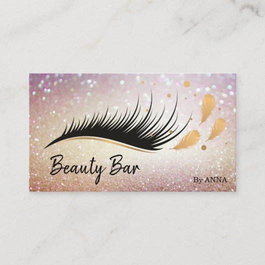 Mooie Long Lash Extension Make-up Feather Visitekaartje (Voorkant)