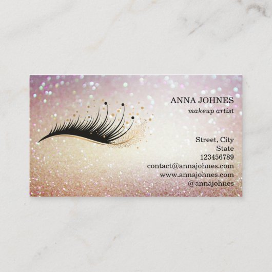 Mooie Long Lash Extension Make-up Feather Visitekaartje (Achterkant)