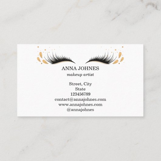 Mooie Long Lash Extension Makeup Feather Visitekaartje (Achterkant)