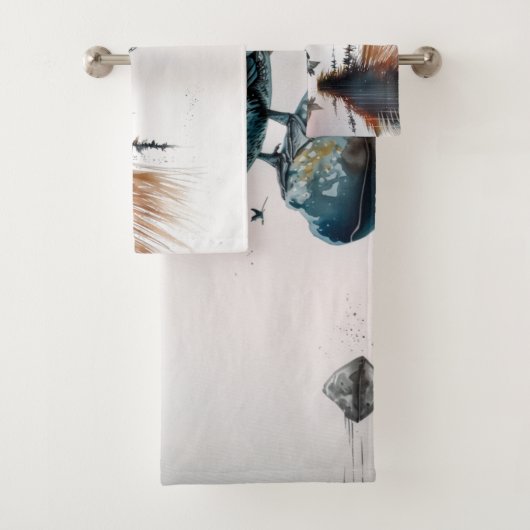 Mooie Loon op een rots in waterverf Bad Handdoek (Insitu)