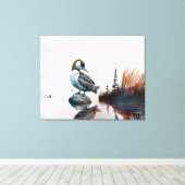 Mooie Loon op een rots in waterverf Canvas Afdruk (Insitu (Houten vloer))