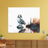 Mooie Loon op een rots in waterverf Canvas Afdruk (Insitu (Woonkamer))