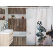 Mooie Loon op een rots in waterverf Douchegordijn