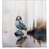 Mooie Loon op een rots in waterverf Douchegordijn (Voorkant)